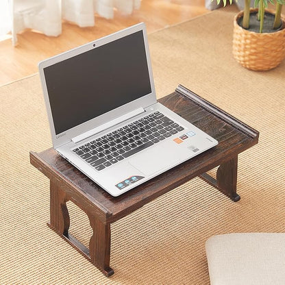 Japanese Floor Table, Small Coffee & Tea Table, Altar for Meditation, Low Table for Sitting on Floor, Wood Bed Tray With Foldable Legs, Laptop Desk