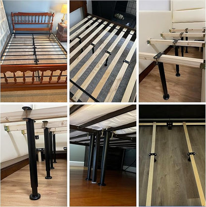 Adjustable Height Bed Support Legs 13.8-23.6 inch, Bed Frame Center Support Legs for Bed Frame/Bed Center Slat/Furniture, Heavy Duty Metal Bed Replacement Legs Bed Slats Support Legs, Upgraded Version