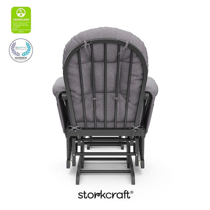 Storkcraft Premium Hoop Glider & Ottoman (Gray/Gray Swirl) — GREENGUARD Gold Certified Nursery Glider, Solid Wood Craftsmanship, Smooth-Gliding Nursery Chair and Ottoman, Award-Winning