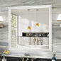 36x36 Inch White Bathroom Mirror for Wall, Thick Metal Framed Rectangle Mirrors for Over Sink, Bedroom, Living Room, Entryway, Anti-Rust, HD Tempered Glass