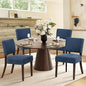 COLAMY Mid Century Modern Dining Chairs Set of 4, Upholstered Kitchen Chairs with Back, Farmhouse Fabric Side Dining Room Chairs with Wood Legs for Dining Room Kitchen Restaurant, Blue