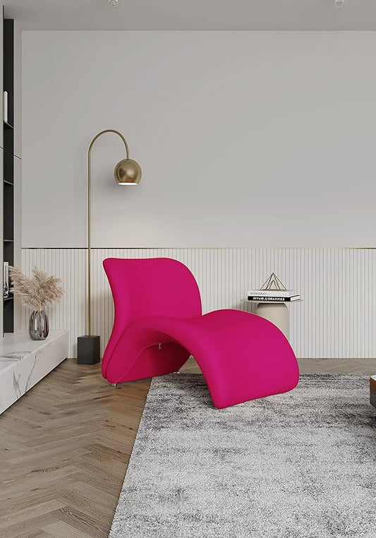 Manhattan Comfort Rosebud Modern Accent Chair Upholstered in Wool Blend, Ideal for Pop Living Room Usage, Abstract Lounge Seat with Metal Legs, Fully Assembled, Set of 1, Fuchsia