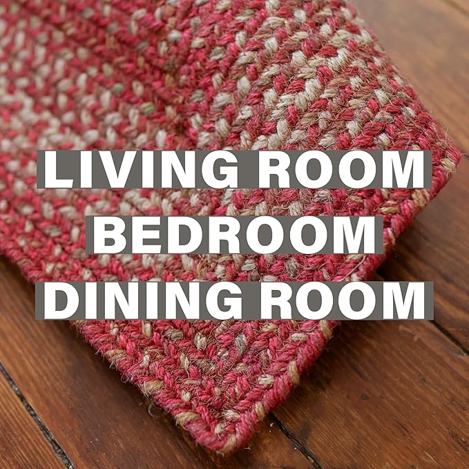 Homespice Apple Pie Jute Red 6x9' Oval Braided Rugs for Living Room, Bedroom Rug and Dining Room. Pet Friendly. Decor Styles- Farmhouse Rug, Rustic, Vintage, Cottage, Primitive, Country, Boho Rug