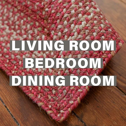 Homespice Apple Pie Jute Red 4x6' Braided Rugs Oval Rugs for Living Room, Bedroom Rug and Dining Room. Pet Friendly. Decor Styles- Farmhouse Rug, Rustic, Vintage, Primitive, Country, Boho Rug