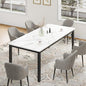 GarveeHome 78.7in Industrial Dining Table for 6, Wooden Long Dinner Table with Mortise Tenon Design, Kitchen Table with Sturdy Metal Legs, for Dining Room Home Office Living Room, White