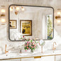 22"×30" Bathroom Mirror for Wall, Modern Bathroom Vanity Mirror, Black Bathroom Mirrors for Over Sink with Metal Framed HD Tempered Glass Hangs Horizontally or Vertically