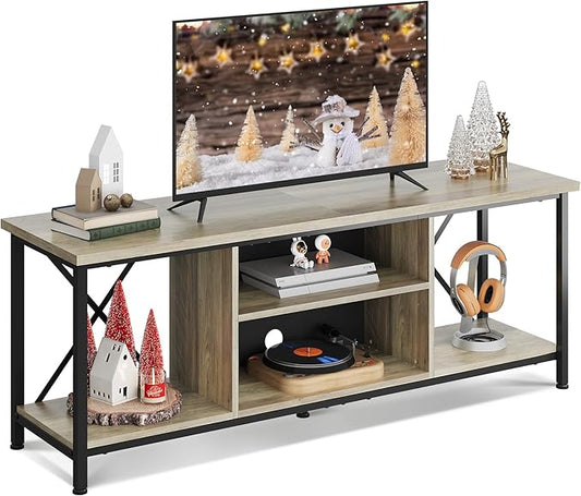 WLIVE TV Stand up to 65 Inch TV, 55" Entertainment Center, Industrial TV Console with Open Storage Shelf for Living Room and Bedroom, Gerige