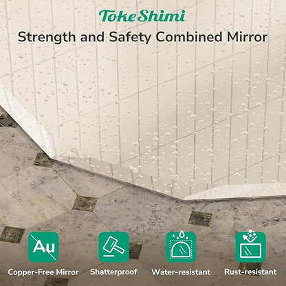 TokeShimi 24x36 Oval Bathroom Vanity Mirror Beveled, Frameless Mirror Bathroom Stylish, Shatterproof Decorative Irregular Wall Mirrored Modern Circle for Living Room, Entryway, Restroom
