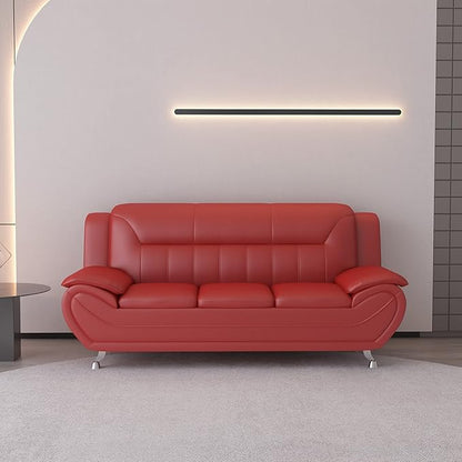 Container Furniture Direct Michael Modern Faux Leather Upholstered Stainless Steel Legs Living Room, Chair, Loveseat, Sofa, Black Camel