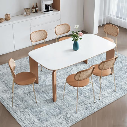 LIVEBOX Washable Area Rug 6x9 Rugs for Living Room Dining Room Under Table, Non-Slip Boho Neutral Carpet for Bedroom, Low-Pile Farmhouse Soft Carpets for Nursery Room Playroom, Grey