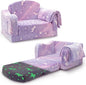 Comfy Toddler Couch and Chair for Kids with Blanket, 2-in-1 Soft Plush Fold Out Kids Sofa Chairs for Girls and Boys, Convertible Sofa to Lounger for Playroom