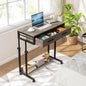 Tribesigns Portable Desk with Drawers, Mobile Laptop Desks with Wheels, Couch Desk Sofa Side Table, Small Standing Desks for Home Office (Retro Grey)
