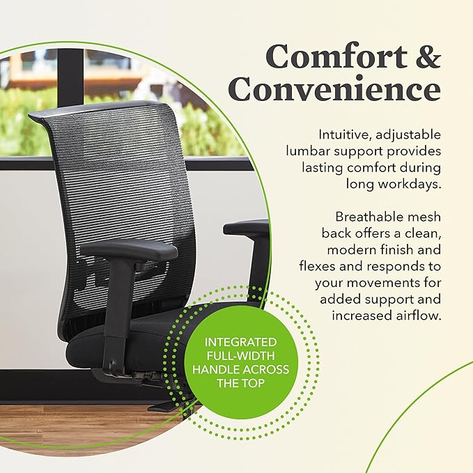 HON Convergence Ergonomic Office Chair, Breathable Back Support Mesh, Adjustable Arms, Computer Chair with Lumbar Support, Rolling Swivel Wheels, Comfortable Synchro-Tilt Recline, Fabric, Ruby