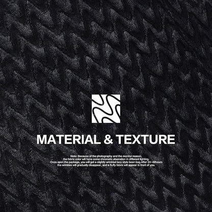 Hobestluk 6ft Bean Bag Chairs for Adults Large Beanbag Chair with Chevron Plush Fur Cover Big Bean Bag Chair for Living Room Bedroom Dorm Office - Black (70" x 70" x 15")