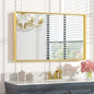 Keonjinn Gold Mirror for Bathroom 40 x 24 Inch Brushed Gold Mirror for Wall Metal Framed Rectangular Mirror for Bathroom Sink Gold Vanity Mirror Full Length Rectangle Mirror(Horizontal/Vertical)
