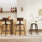 IRONCK Counter Height Bar Stools Set of 2, 29'' Faux Leather Upholstered Barstools with Back, Footrest, Wood Texture Bent Legs, Mid-Century Modern 360° Swivel Bar Stools for Kitchen Island, White