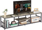 VECELO TV Stand for Televisions up to 80 Inch 70" Entertainment Center with Open Storage Shelves for Living Room/Bedroom, 3 Tiers Media Console Table Frame, 70 Inches, Grey +Metal