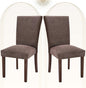 COLAMY Upholstered Parsons Dining Chairs Set of 2, Fabric Dining Room Kitchen Side Chair with Nailhead Trim and Wood Legs - Brown