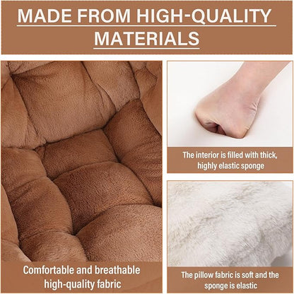 Lazy Chair with Ottoman, Comfy Reading Lounge Chair with Footstool & Throw Pillow Modern with Armrests & Side Pocket for Living Room, Bedroom, Dorm Room, Plush Brown
