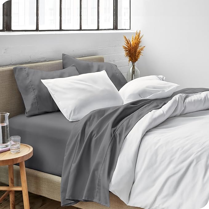 Bare Home King Sheet Set - Luxury 1800 Ultra-Soft Microfiber King Bed Sheets - Double Brushed - Deep Pockets - Easy Fit - 4 Piece Set - Bedding Sheets & Pillowcases (King, Grey)