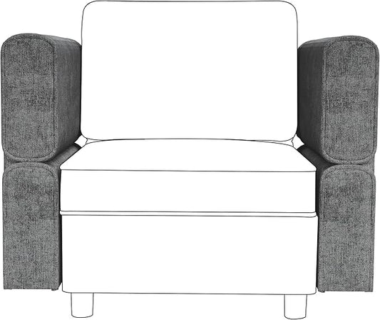 GAOMON Chenille Armrest Module for Modular Sectional Sofa, 90°-180° Adjustable Sofa Armrest, A Pair of Couch Armrests for Sectional Sleeper Sofa, Gray