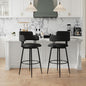 Swivel Bar Stools Set of 2, Counter Height Bar Stools with Ergonomic Full Back, Upholstered Linen Fabric Barstools with Chrome Metal Footrest for Kitchen Island, Dining Room