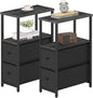 TUTOTAK Small Narrow End Table, Set of 2, Side Table, Nightstand with 2 Cloth Drawers, Couch Table, for Living Room, Bedroom, Bedside, Charcoal Grey TB01BY054