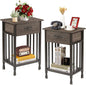 VECELO Nightstands Set of 2, Industrial Side Table/End Tables with Drawer and Storage Shelf, Night Stands for Bedroom, Living Room, Wood Metal Furniture, Easy Assembly