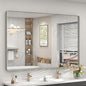55x40 Silver Brushed Nickel Bathroom Mirror for Wall, Rounded Rectangle Silver Framed Bathroom Vanity Mirror, Anti-Rust, Shatterproof, Hangs Horizontally or Vertically