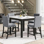 5 Pieces Dining Table Set with 35" Rectangle Faux Marble Top Table,Living Room Furniture W/ 4 Velvet-Upholstered Chairs,for Restaurant,Home Bistro,Gray