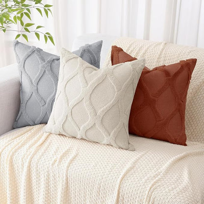 decorUhome Throw Pillow Covers 22x22 Inch Set of 2, Soft Plush Faux Fur Wool Grey Couch Pillow Covers, Decorative Neutral Pillow Cases for Bed Sofa Living Room Home Decor