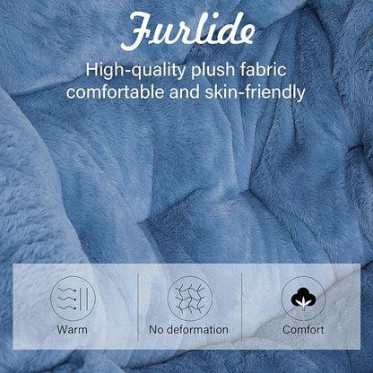 Saucer Chair With Ottoman - Oversized Folding Faux Fur, X-Large Soft Dorm, Foldable Metal Frame for Bedroom, Living Room, Study, Playroom (Blue)