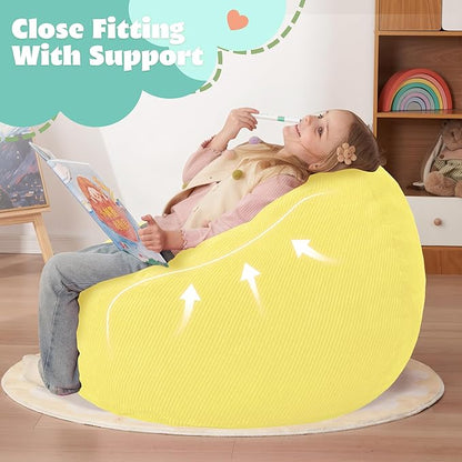 HABUTWAY 2 FT Bean Bag Chair,Giant Bean Bag Chairs,Big Bean Bags with Memory Foam Filled, Large Beanbag Chairs with Soft Corduroy Cover-Yellow