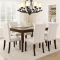 Set of 6 Beige Upholstered Dining Chairs, Farmhouse Kitchen Chairs with High Back, Solid Rubberwood Legs, Comfortable Padded Foam Seat, Bronze Nailhead Trim, Dining Room Chairs for Large Families