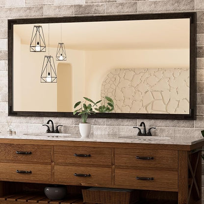 TETOTE 72 x 36 Black Wood Mirror for Bathroom Wall/Bedroom/Living Room/Entryway Farmhouse Rustic Bathroom Vanity Mirror Waterproof (Horizontal/Vertical Mounted)