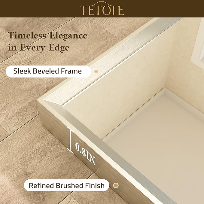 TETOTE Brushed Nickel Vanity Mirror for Bathroom 60" x 30" Beveled Frame Rectangle Bathroom Mirror for Over Sink Brushed Nickel, Tempered Glass, Stronger Frame, Modern Farmhouse Bedroom, Entryway