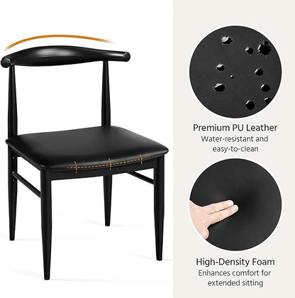 Yaheetech Dining Chairs Set of 6 Mid Century Modern Leather Dining Room Chairs with Armless Backrest & Metal Legs for Kitchen, Living Room, Black