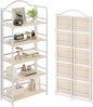 No-Assembly Folding Bookshelf Storage Shelves 5 Tiers Vintage Multifunctional Plant Stand Storage Rack Shelves Bookcase for Home Office