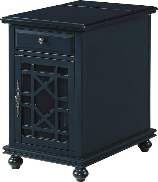 Martin Svensson Home Elegant Chairside End Table with Power, Catalina Blue