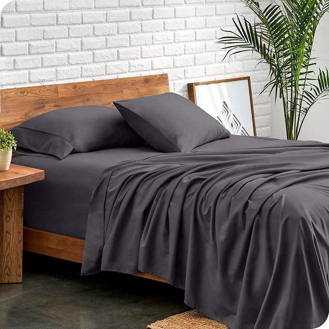 Bare Home Ultra-Soft Full XL Sheet Set - Luxury 1800 - Hydro-Brushed - Deep Pockets - Easy Fit - 4 Piece Set - Bedding Sheets & Pillowcases (Full XL, Forged Iron Grey)