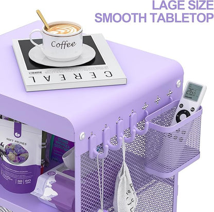 Kids Nightstand,Kids Bedside Table,Teen Girls Night Stand,Toddler Night Stand,End Table for Girls Room Storage,Purple Nightstand