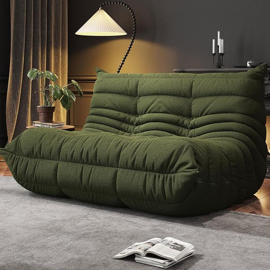 Bean Bag Chairs for Adults, Memory Foam Couch Loveseat Sofa Chair, Soft Teddy Material Cozy Comfy Reading Nook Chairs, Floor Chair for Living Room Bedroom Office(Green)