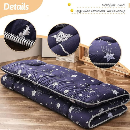 Navy Star Futon Mattress Japanese Floor Mattress Tatami Floor Mat Foldable Bed Portable Camping Mattress Kids Sleeping Pad Floor Lounger Couch Bed Queen Size