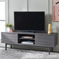 SAFAVIEH Aricia TV Stand for up to 65" Flatscreen – Distressed Black, 2 Sliding Doors with Interior Storage, 1 Open Shelf, Entertainment Media Console (MED9633E)