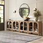 Nathan James Mason Modern Farmhouse TV Stand, Free Standing Accent Sideboard Buffet, Cabinet with Glass Doors and Adjustable Shelf, Clear Glass/Raw Oak Set of 4