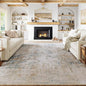 8x10 Washable Area Rug Beige Blue Neutral Abstract Living Room Bedroom Large Throw Rug Non Slip Soft Low Pile Indoor Floor Carpet for Dining Room Kitchen Office Entryway