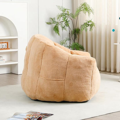 Furniliving Bean Bag Chair, Giant Bean Bag Chair Stuffed Floor Sofa for Adults Comfy Bean Bag Sofa with Back Support, Oversized Bean Bag Couch for Living Room Bedroom Dorm Office, Faux Leather, Brown