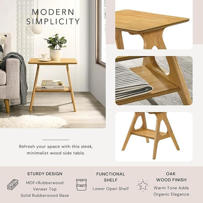 Roundhill Furniture Arona 3-Piece Coffee Table Set, Coffee Table and Two End Tables, Natural Oak Finish