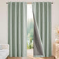 Joydeco 100% Blackout Curtains for Bedroom - Natural Linen Curtains 37" W x 72" L Long, Thermal Insulated 2 Panels Light Blocking Drapes, Rod Pocket & Back Tabs, Darkening Privacy for Living Room