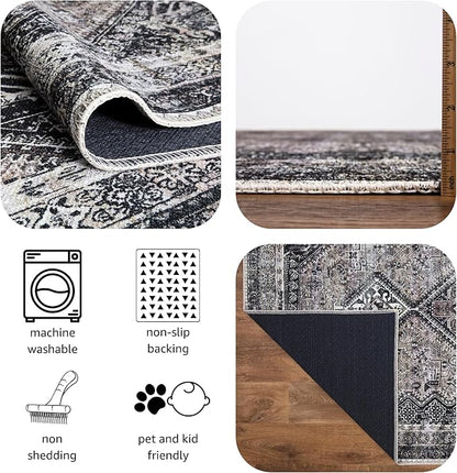 Keen Home Design 6x9 Rug - Machine Washable Area Rug with Non-Slip Backing, Ideal for Living Room, Dining Room, Bedroom - Vintage, Easy Clean, Durable, Low Pile Rug - (6' x 9')